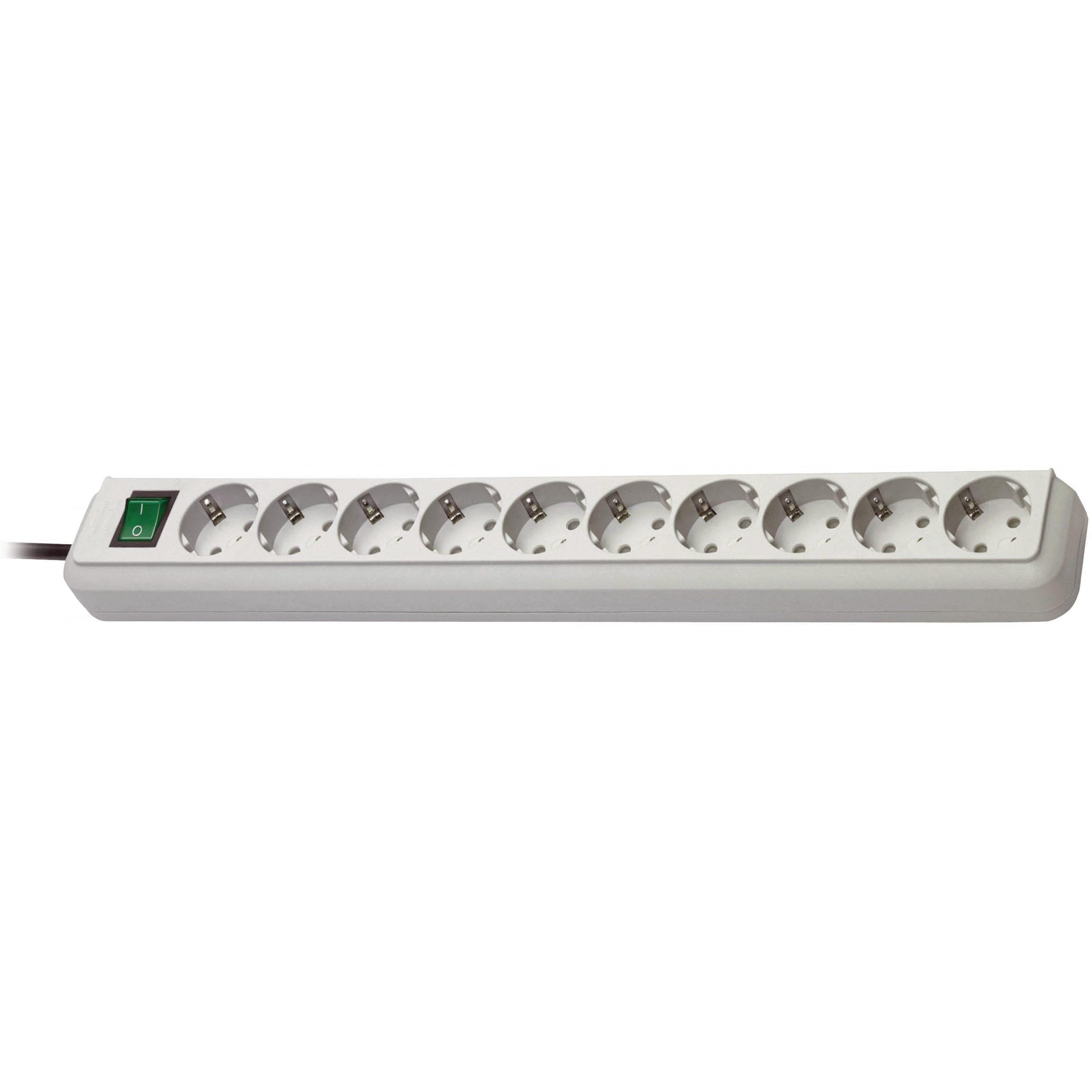 Brennenstuhl Eco-Line stekkerdoos met schakelaar 10-voudig lichtgrijs 3 mtr.