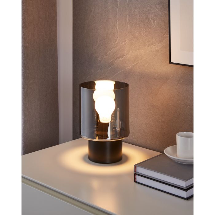 Eglo Gorosiba tafellamp 1xE27 zwart/smoke