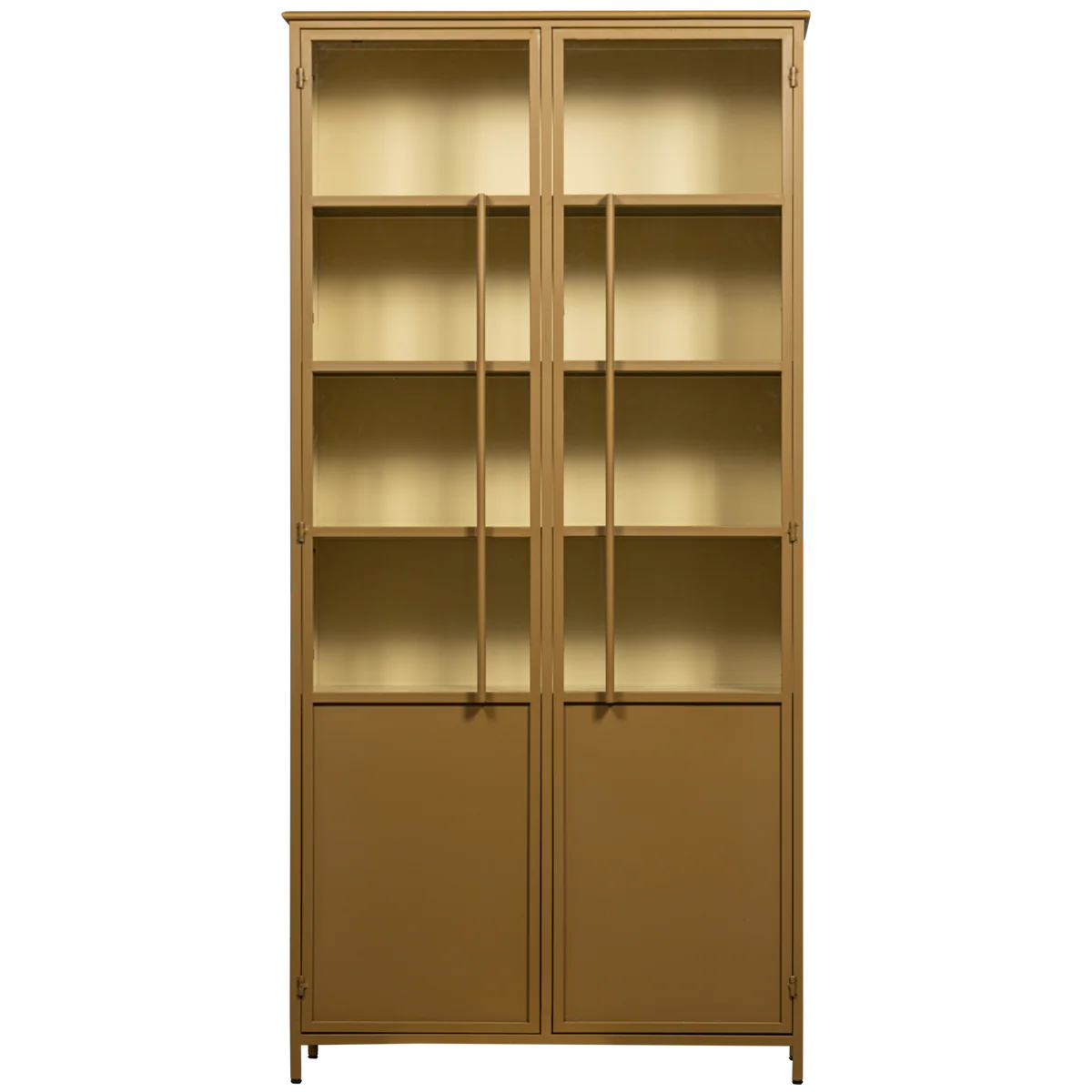 WOOOD EXHIBIT XL 2-DEURS VITRINEKAST METAAL HONINGGEEL