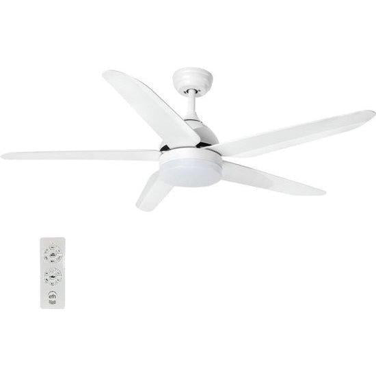 Plafondventilator The Fan no.4 5 blads Wit 132cm led 18w remote control dimbaar