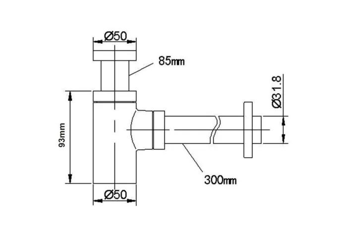 Wiesbaden sifon Star laag 5/4" 32mm geborsteld staal