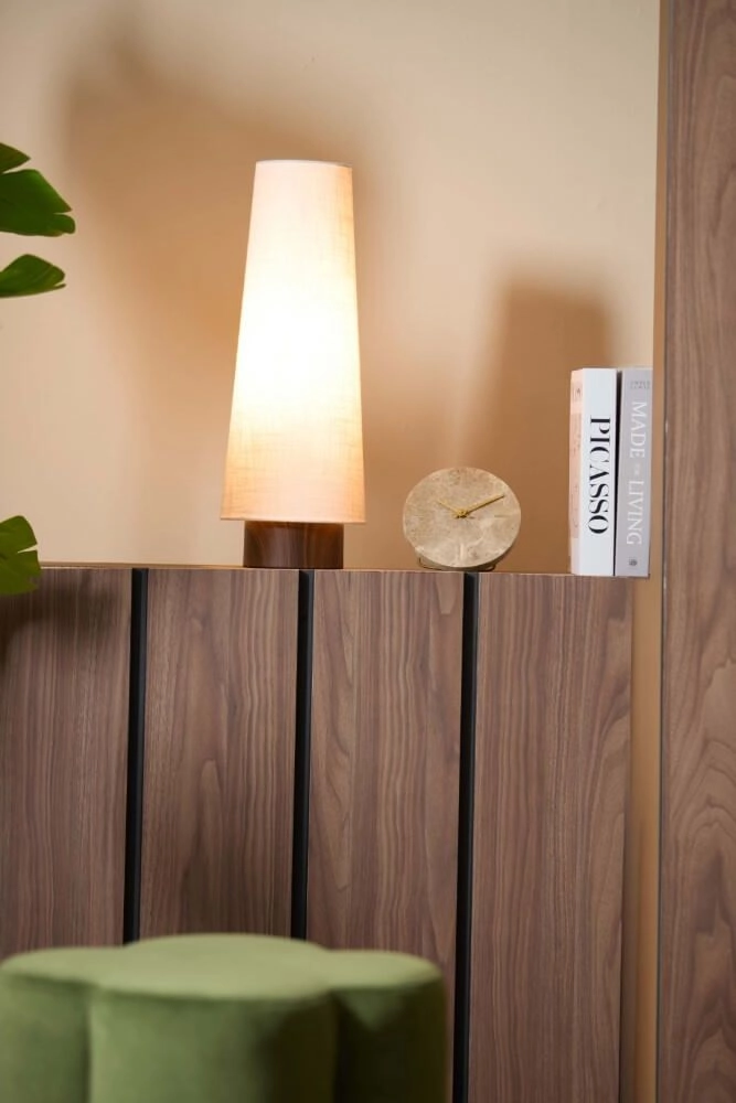 Table Lamp ?19X52,5 Cm Howie Wood Print Dark Brown+Cream