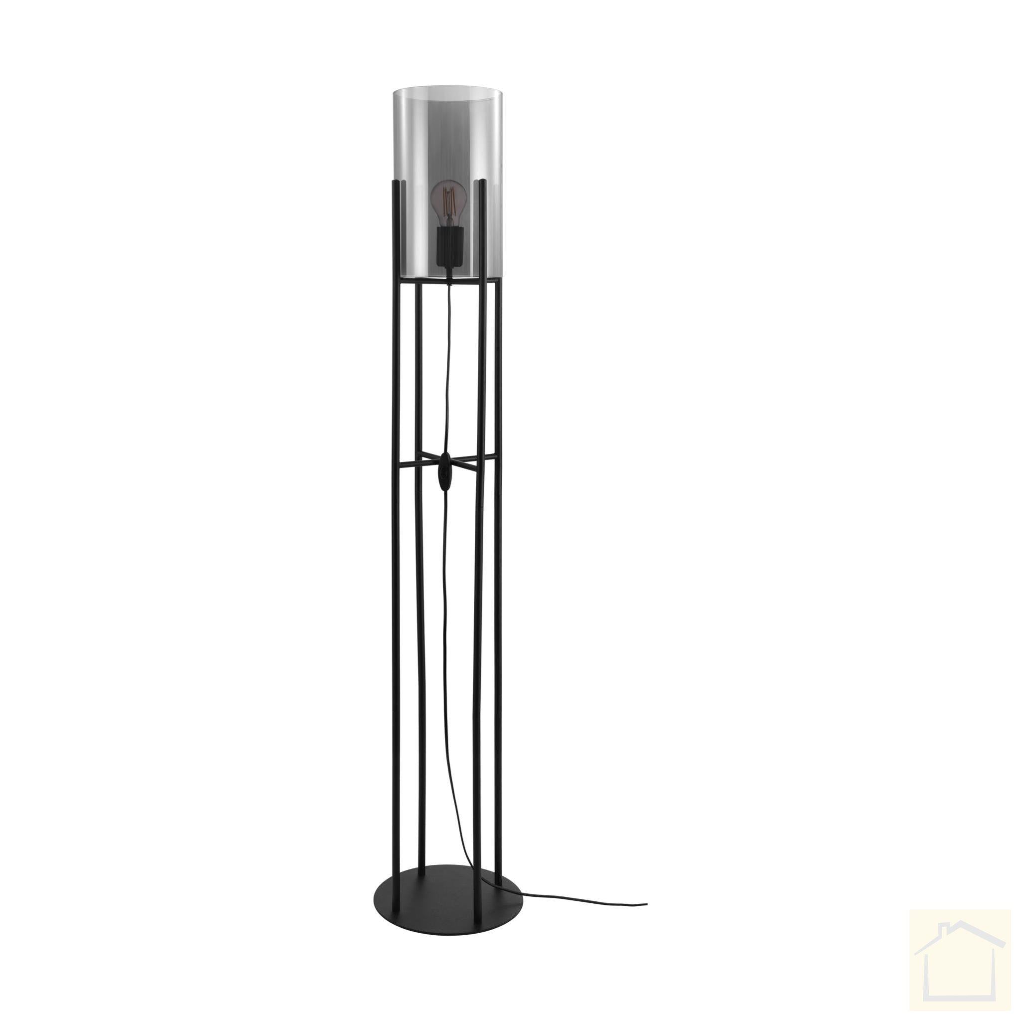 Eglo vloerlamp Glastonbury zwart/titanium glas