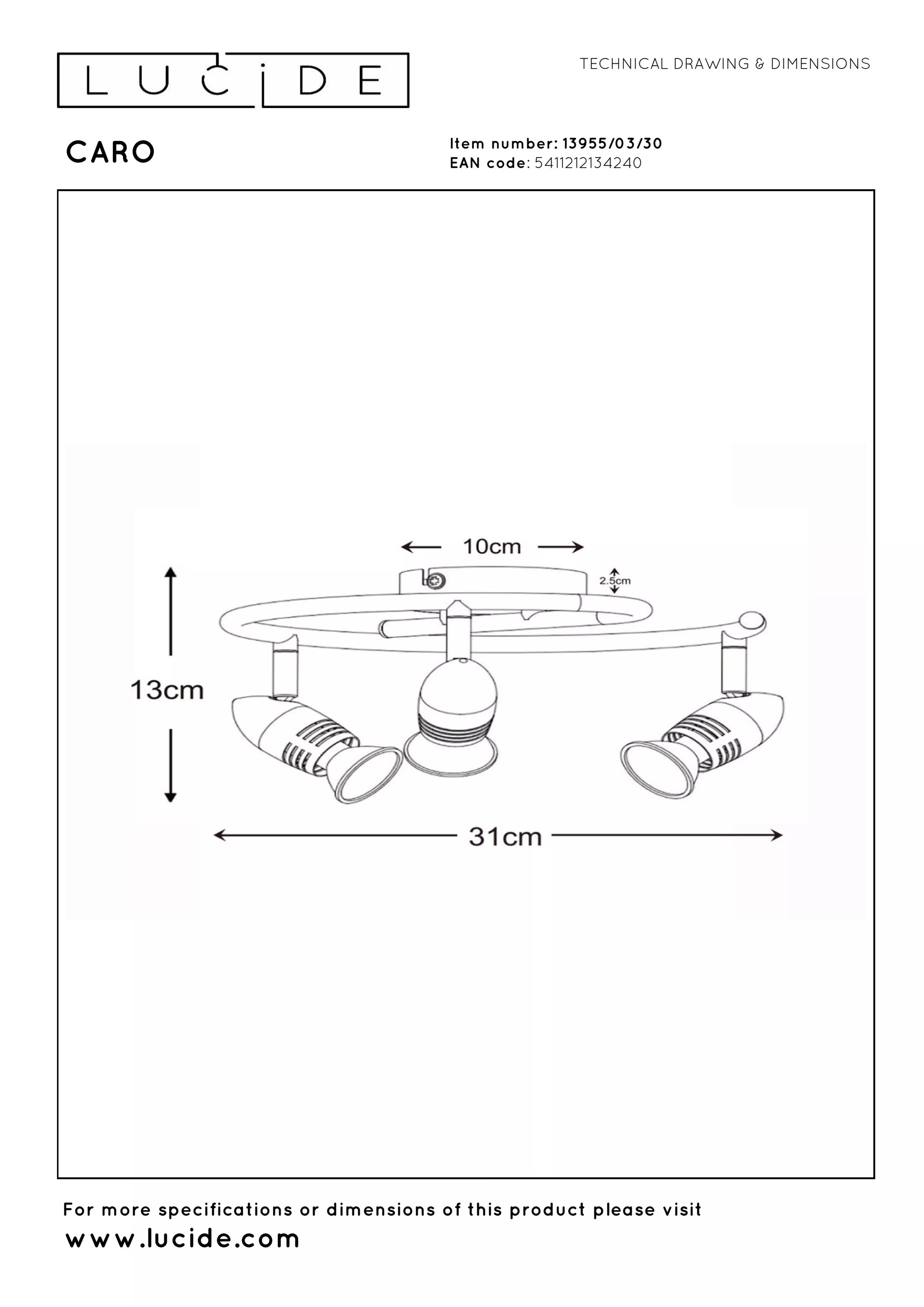 Lucide Caro plafondspot 4xGU10 zwart