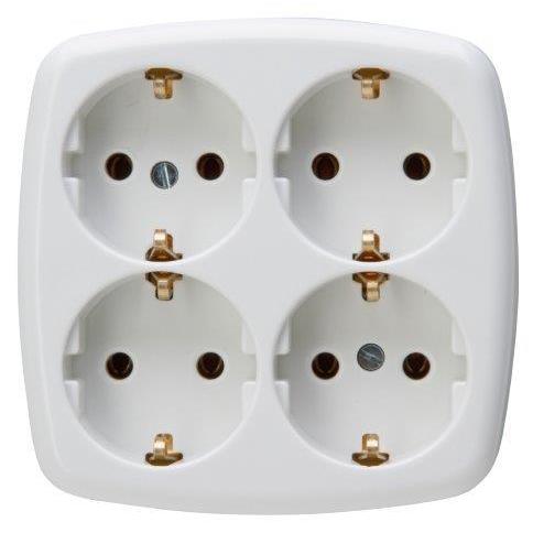 Tafeldoos 4V RA vierkant z-snoer wit