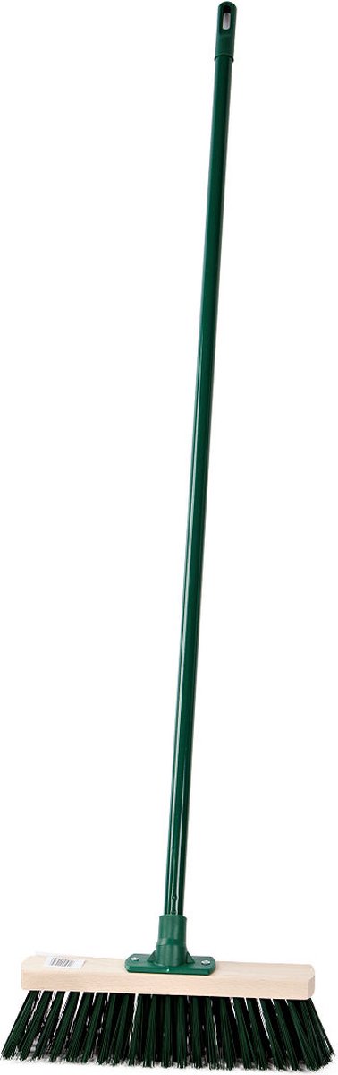 Straatbezem pvc groen met steel