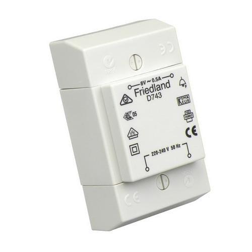 Honeywell transformator D743, 8 Volt / 0.5 A wit
