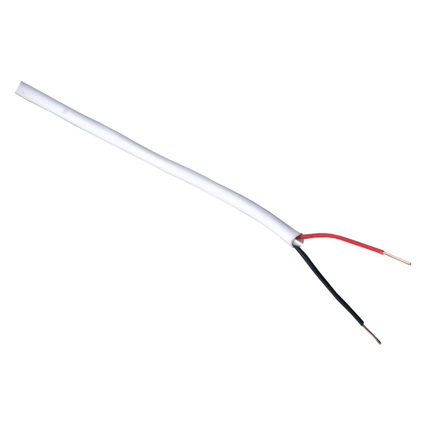 Signaalkabel rond 2 x 0.6 mm. wit (200 meter)