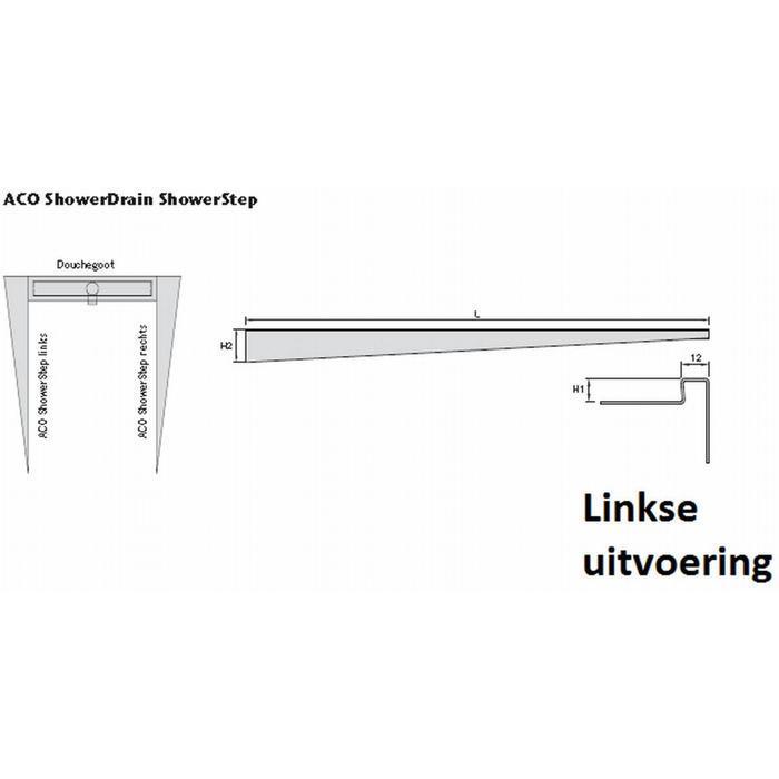 ACO ShowerStep links lengte: 1490 mm. geslepen