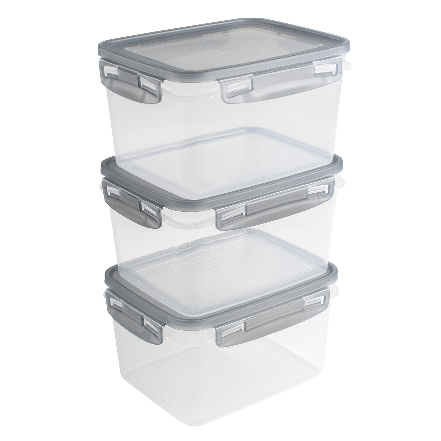Sunware Club Cuisine diepvriesdozenset met clips set van 3  1,5L transparant grijs