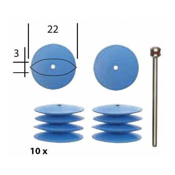 Proxxon Elastische siliconen polijststenen in lens-vorm., Ø 22mm, 10 st. + houder