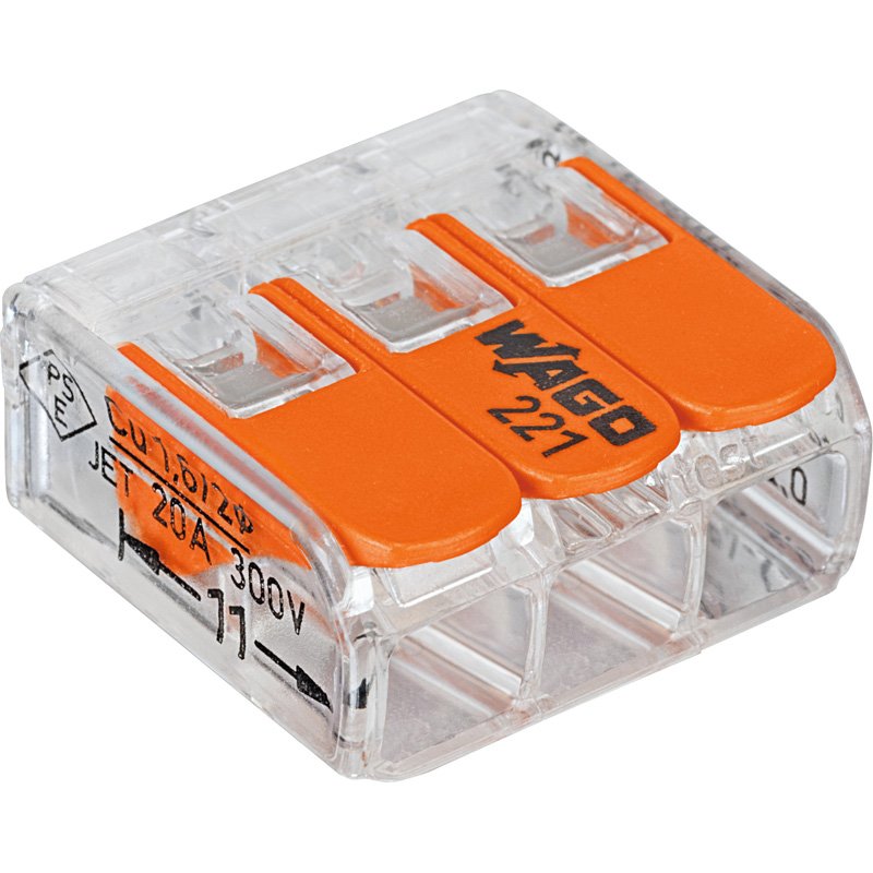 Wago verbindingsklem 3-voudig 0,14-4mm² - 12 stuks