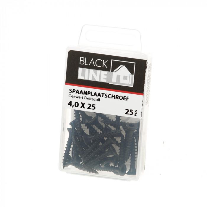 BlackLine spaanplaatschroef HCP zwart PK TX-20 + snijpunt 4.0x25 (25)