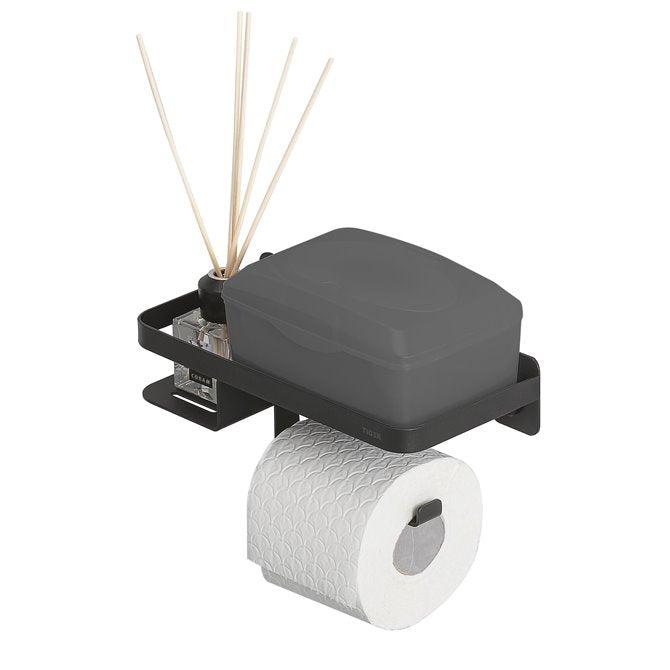 Tiger Caddy toiletrolhouder met planchet zwart