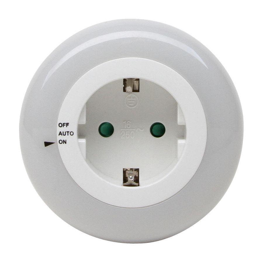 Kopp lamp rond doorvoerstekker LED + schemersenser wit 
