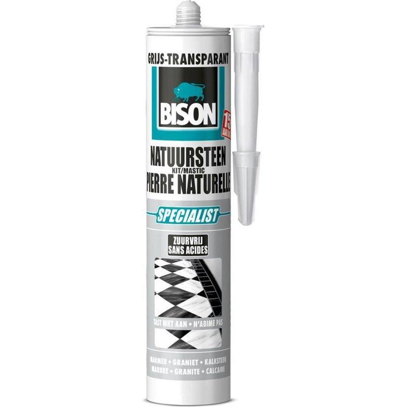 Bison natuursteenkit 310 ml. transparant grijs