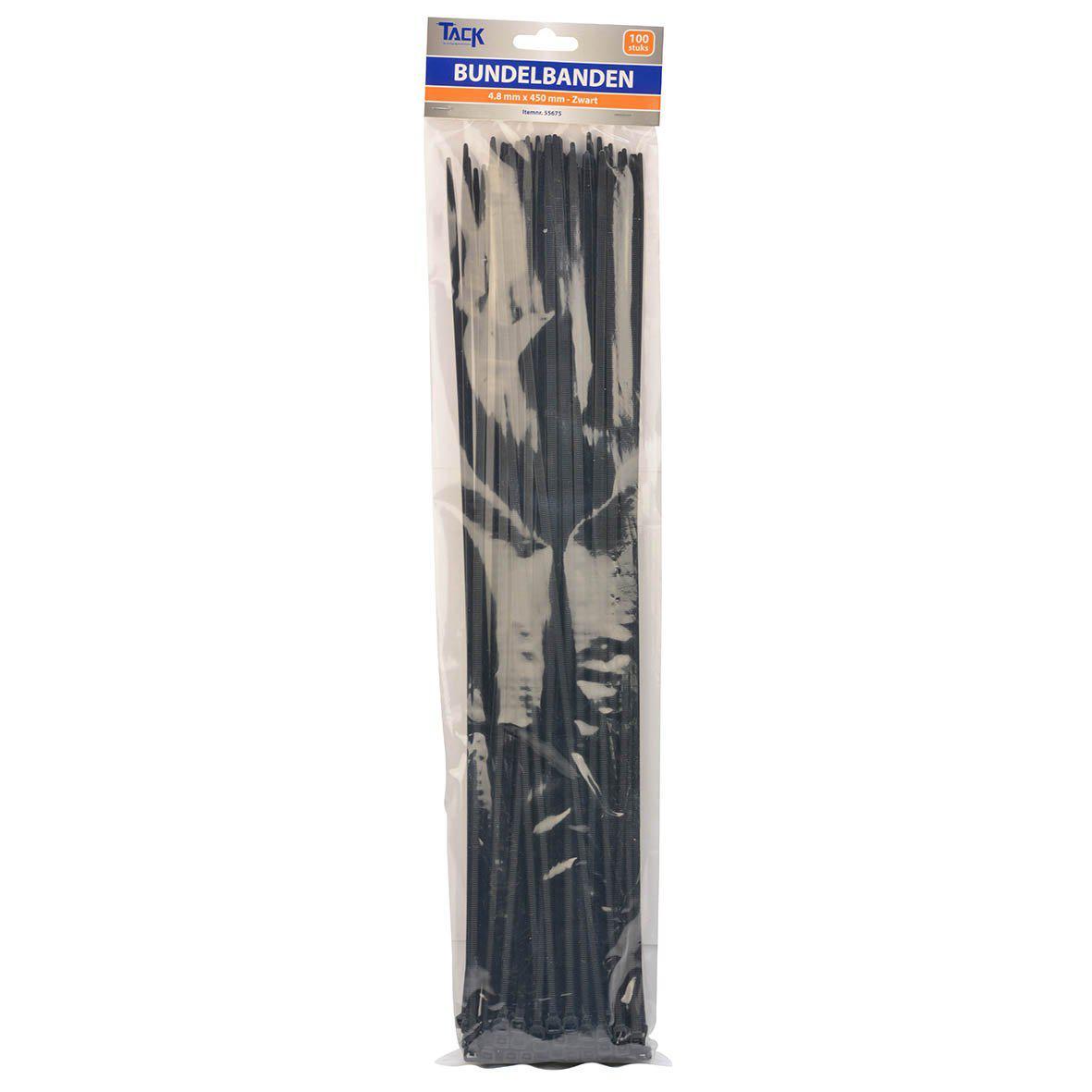 Bundelbandje tiewraps 4,8 x 450 mm. 100 st. zwart