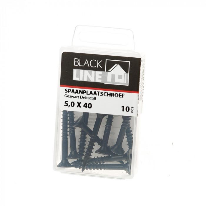 BlackLine spaanplaatschroef HCP zwart PK TX-20 + snijpunt 5.0x40/24 (10)