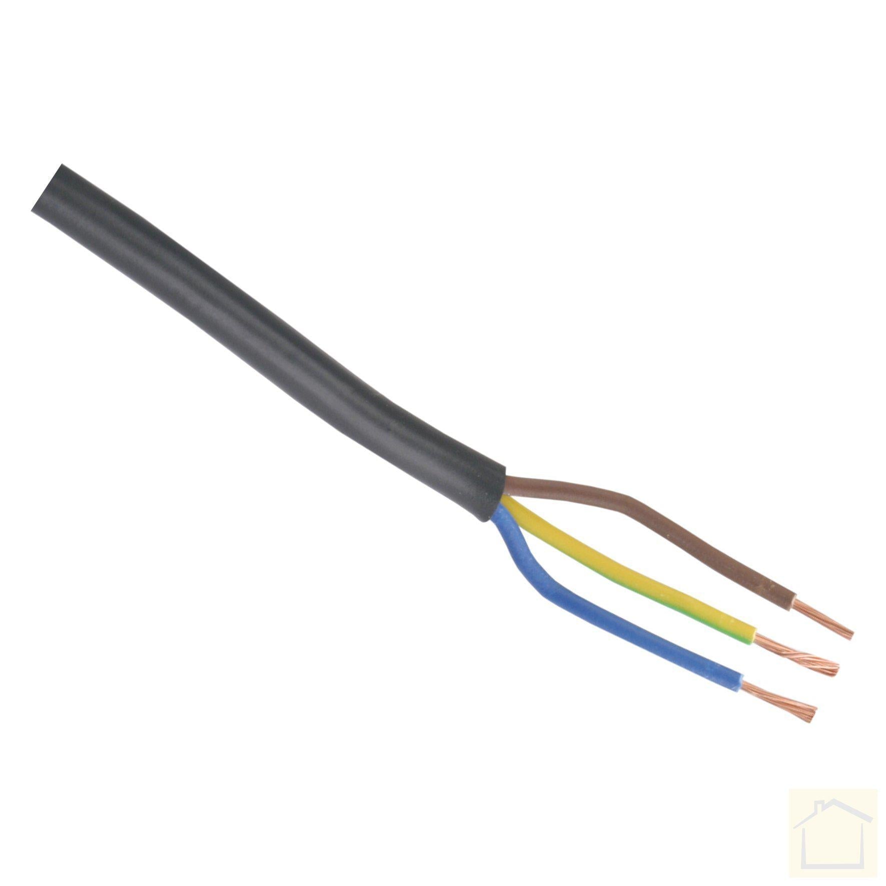 Huishoudkabel hittebestendig tot 90 graden 3 x 1.0 mm² 5 m zwart