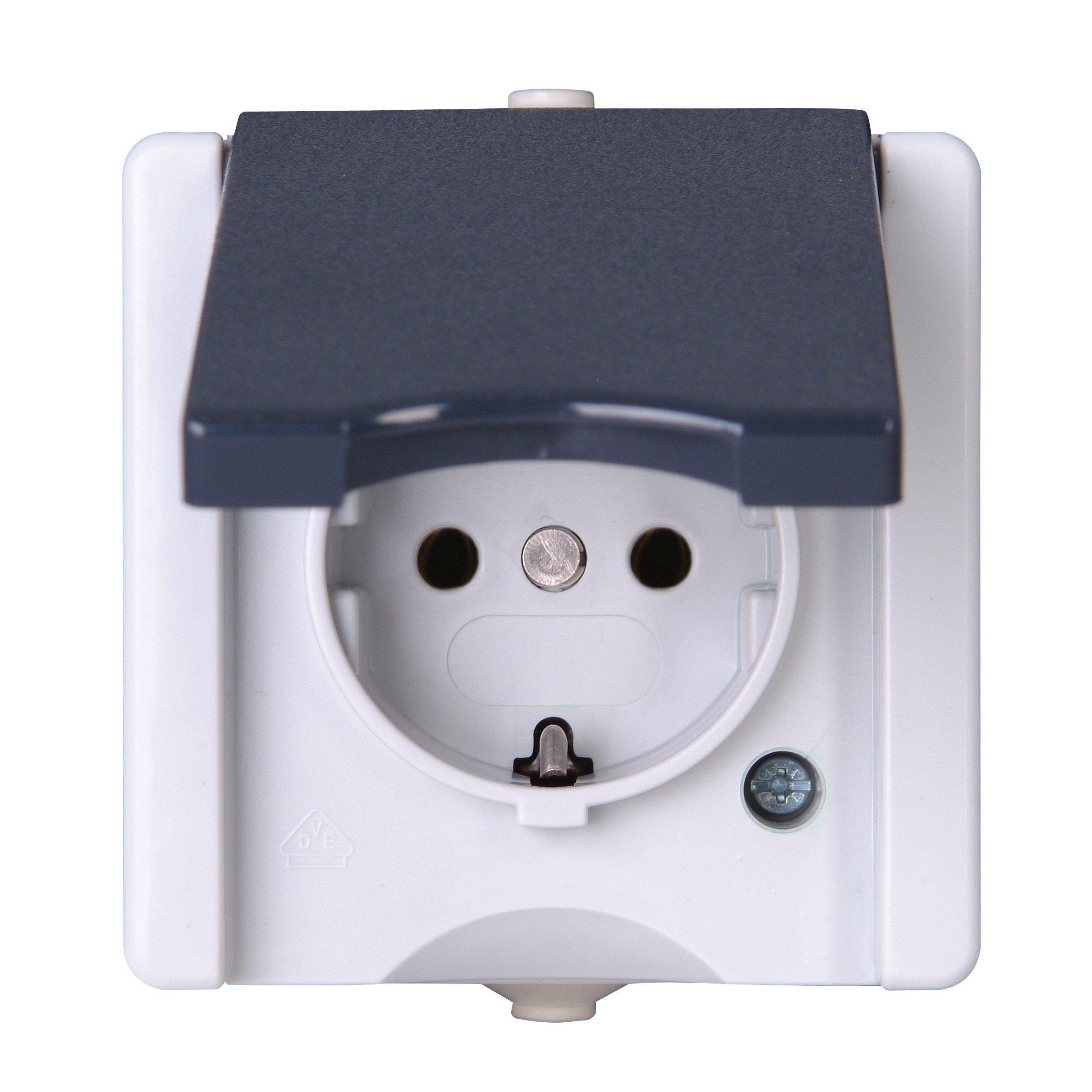 Pro Aqa wandcontactdoos IP44 1V RA grijs