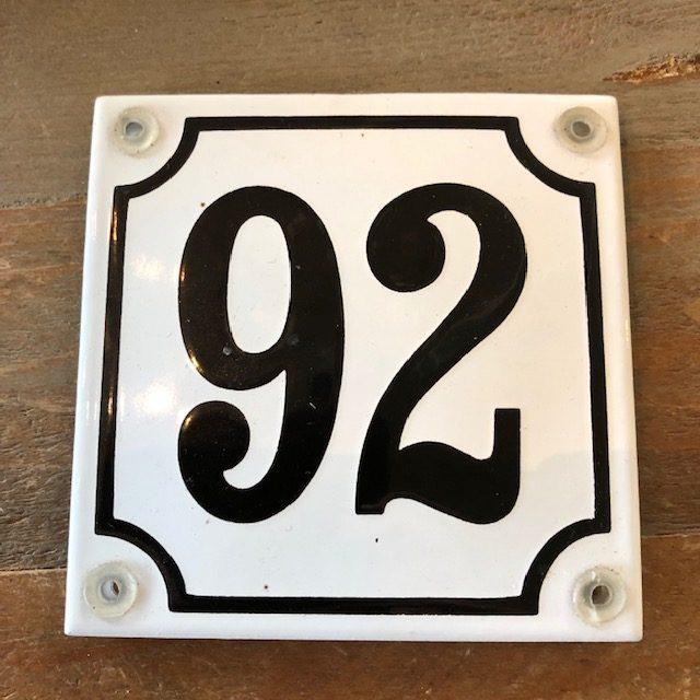 Emaille Huisnummer 10x10 - 92