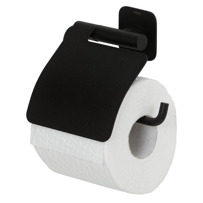 Tiger Colar toiletrolhouder met klep zwart
