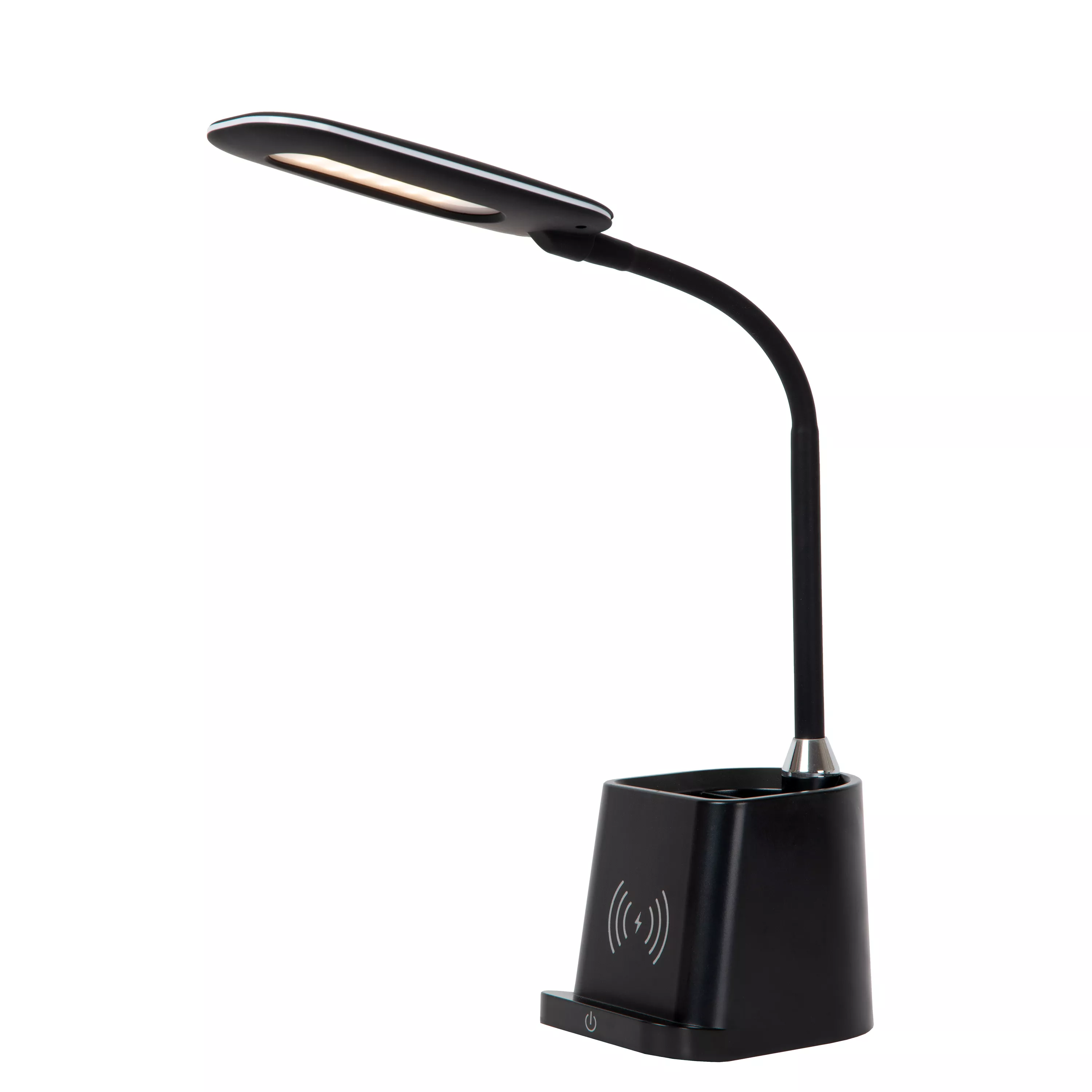 Lucide PENNY - Bureaulamp - LED Dimb. - 1x4,7W 3000K - Met draadloze oplader - Zwart