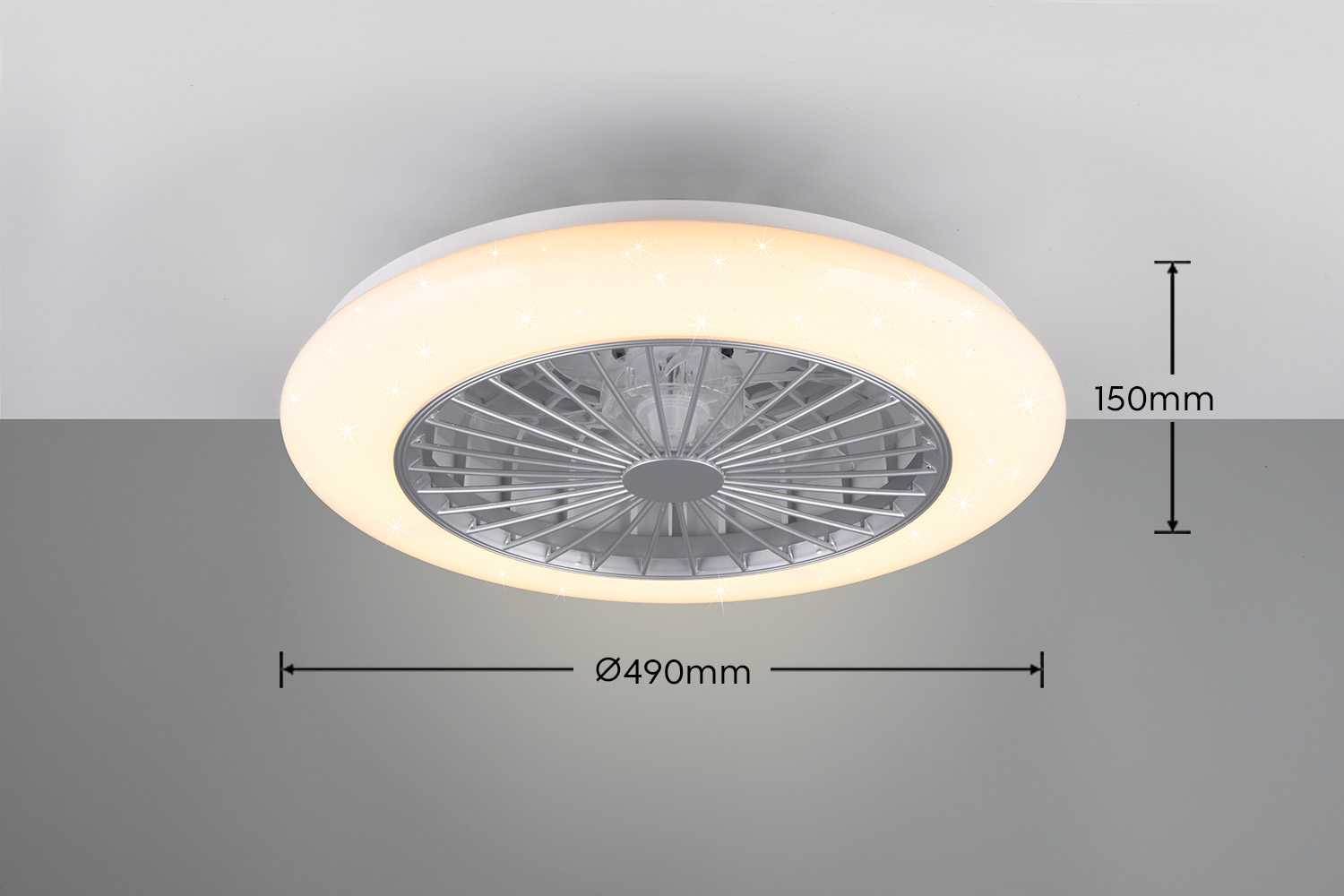 Reality plafondventilator Stralsund Ø49x16,5cm incl. LED titaan