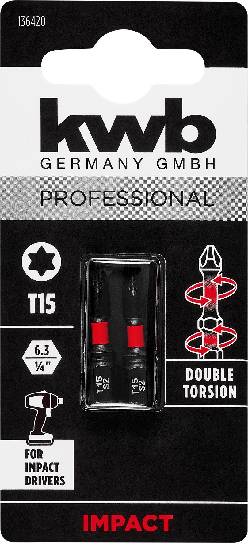 KWB Double Torsion Bits T15 30 mm - 2 stuks