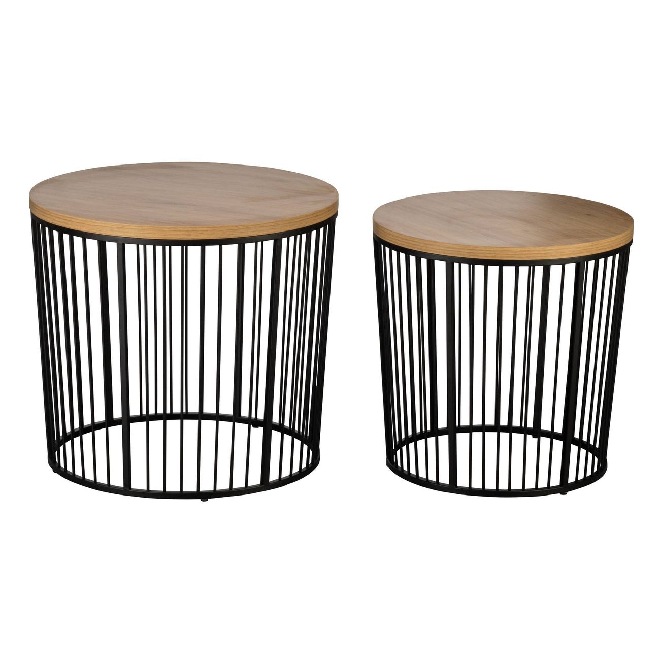 BIJZET TAFELS 2 ST. TOZAWA ROND ZWART/HOUT