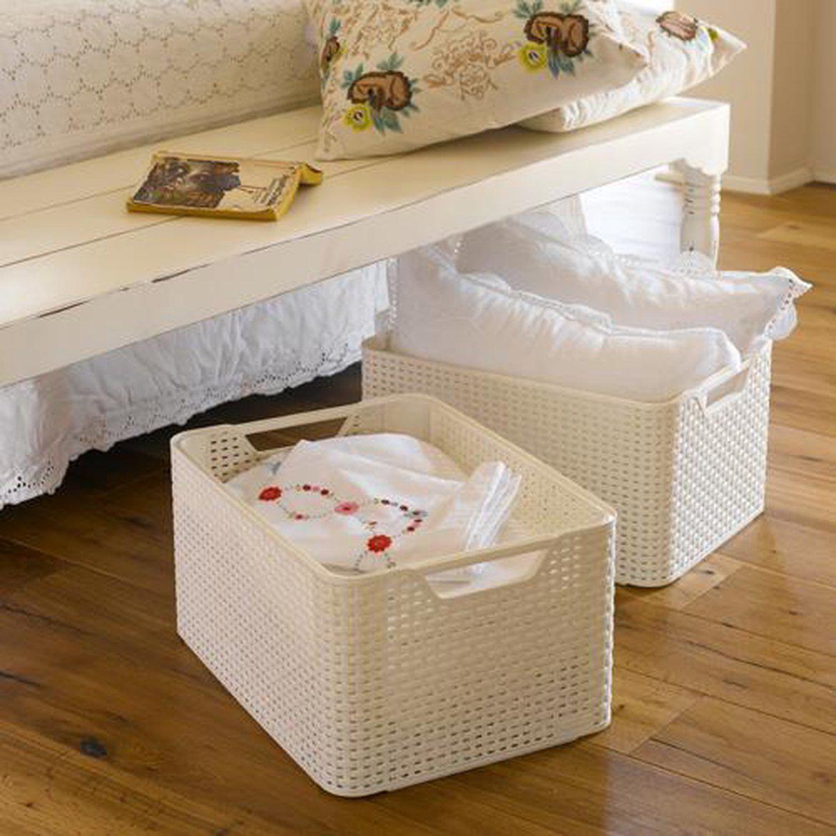Curver style mandje L 30 liter vintage wit