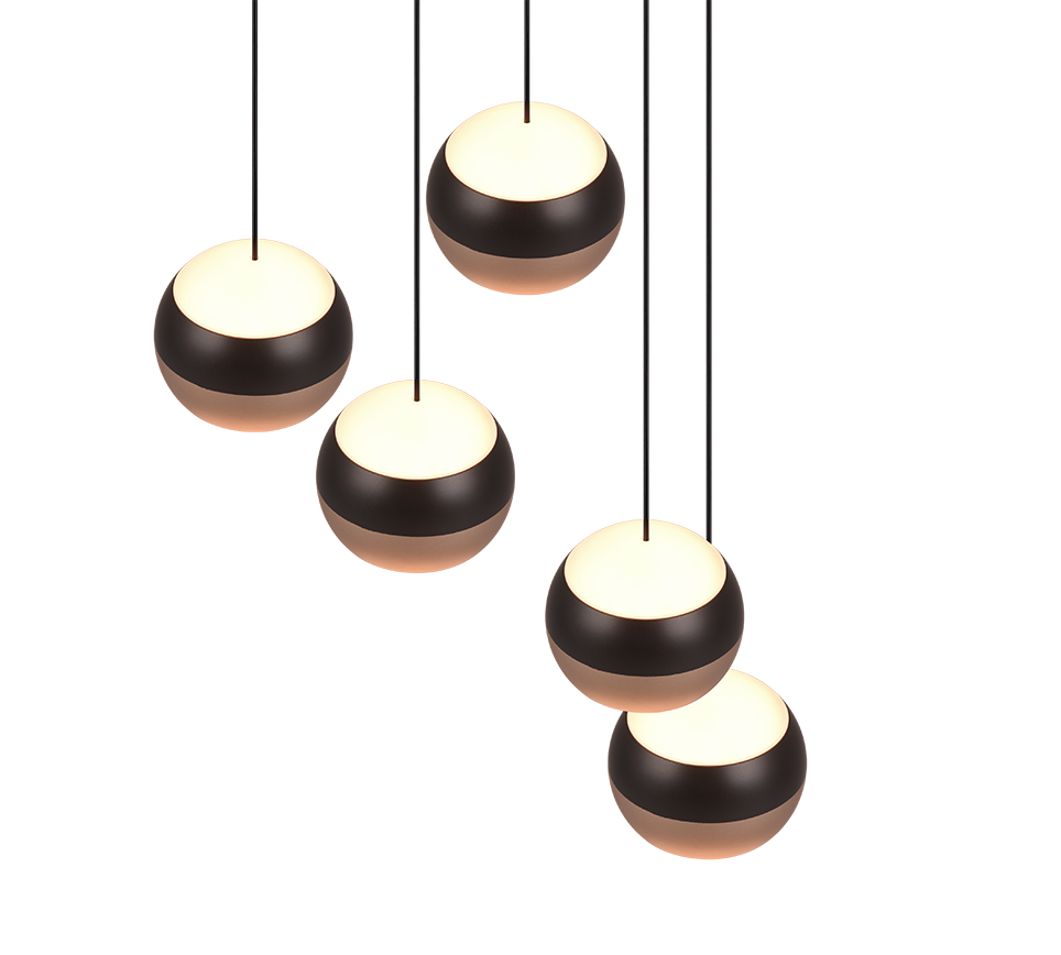 Trio Select hanglamp Orbit 5-lichts metaal mat zwart rond