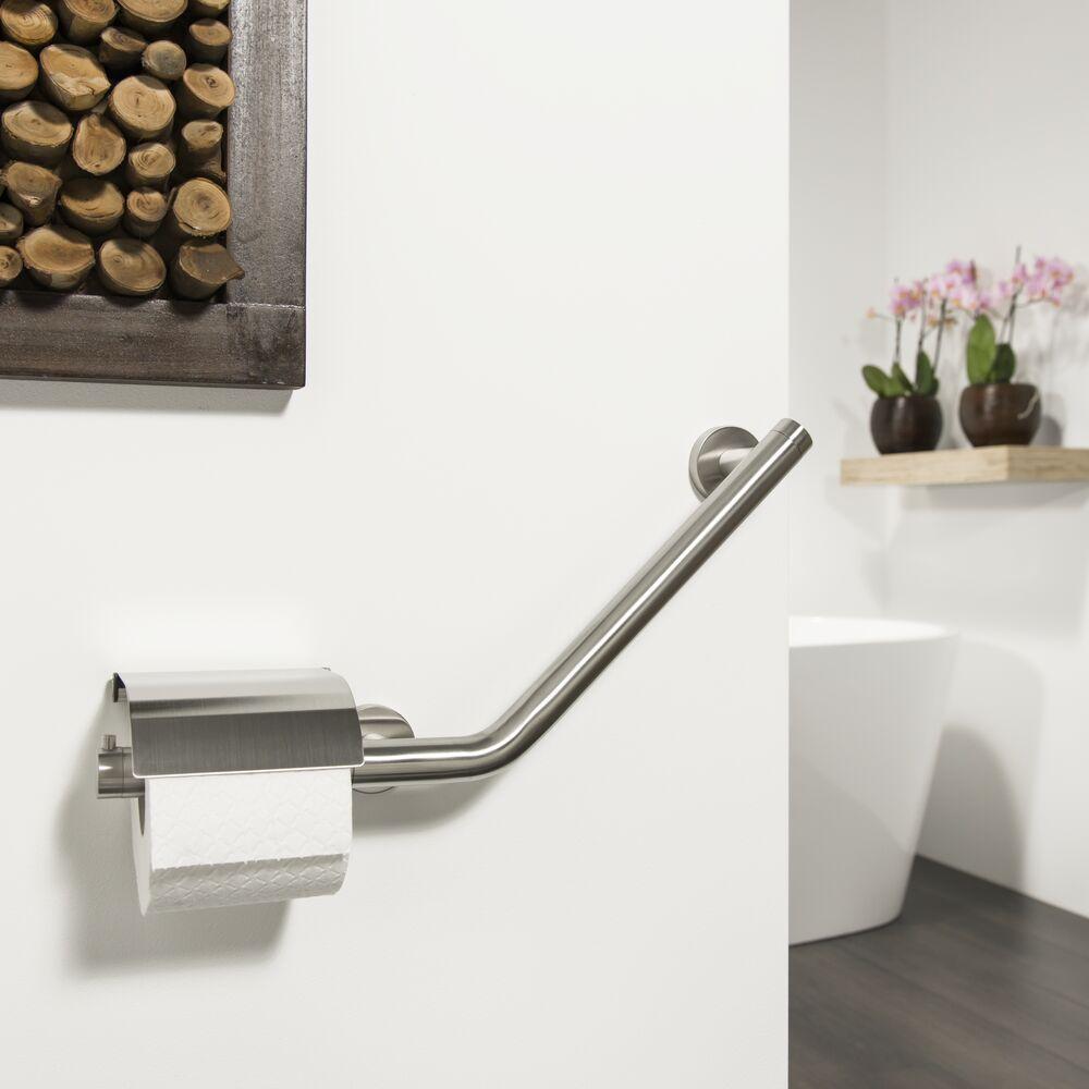 Tiger Boston Comfort & Safety wandbeugel met toiletrolhouder RVS geborsteld rechts
