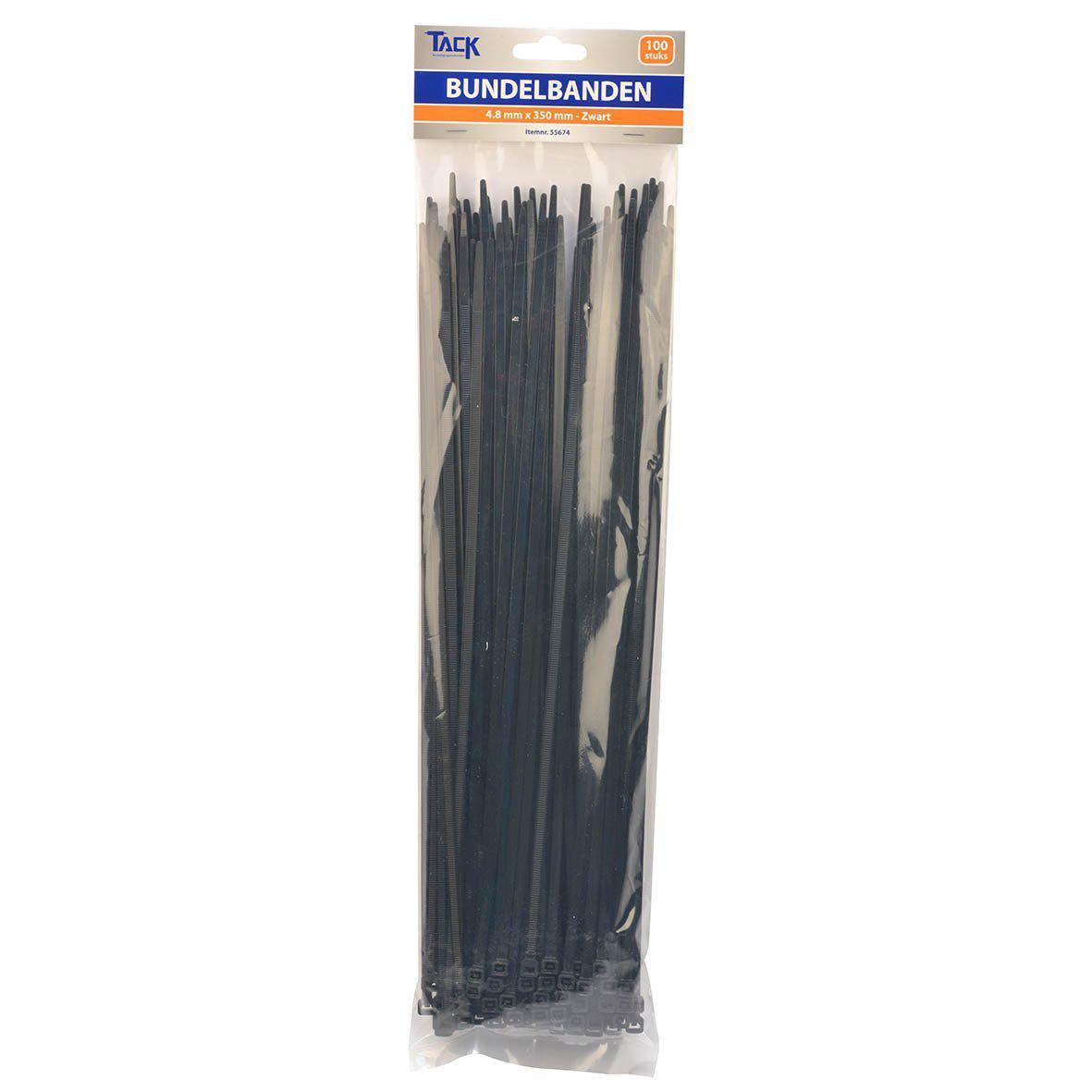 Bundelbandje tiewraps 4,8 x 350 mm. 100 st. zwart
