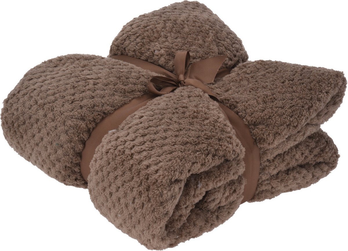 H&S Collection fleece deken taupe B130 × H170 cm