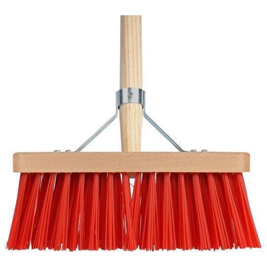 Bezem kunststof rood incl. steel 28 cm. 