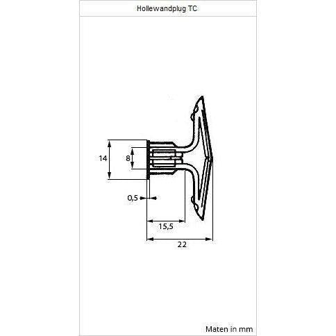 Toggler hollewand plug TC-6S + schroeven (6 st.)