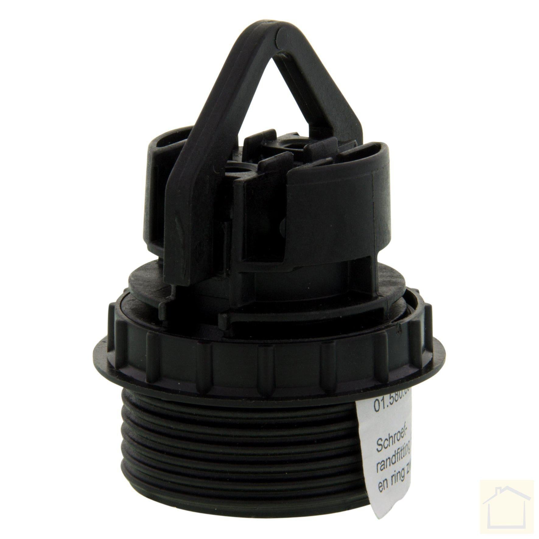 Schroefrandfitting E27, met ring, max 60W zwart