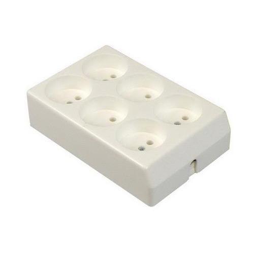 Tafelcontactdoos monteerbaar 6V zonder RA 3 naast 3 wit zonder snoer
