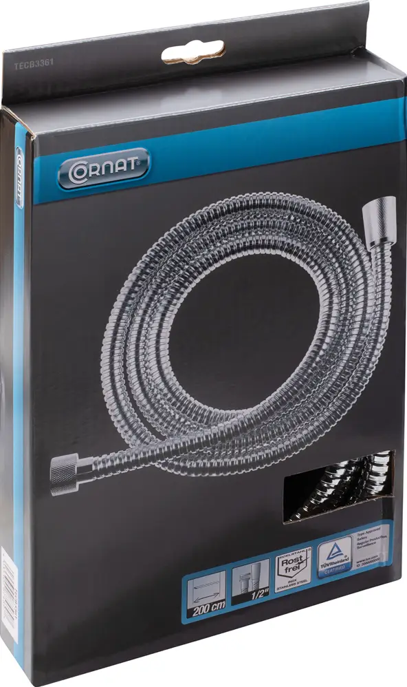 Cornat doucheslang 200cm anti-twist metaal chroom