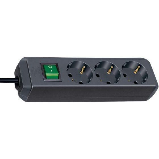 Brennenstuhl Eco-Line met schakelaar 3-voudig zwart 150 cm.