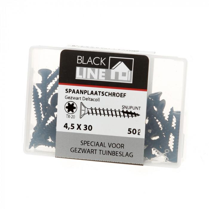BlackLine spaanplaatschroef HCP zwart PK TX-20 + snijpunt 4.5x30 (50)
