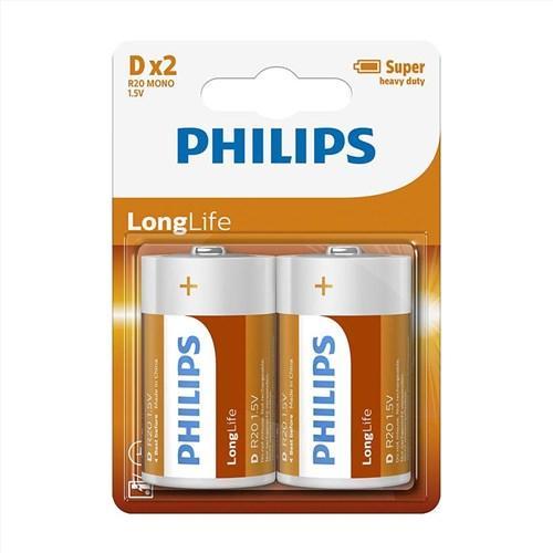 Philips Longlife Zinc D / R20 (2 stuks)