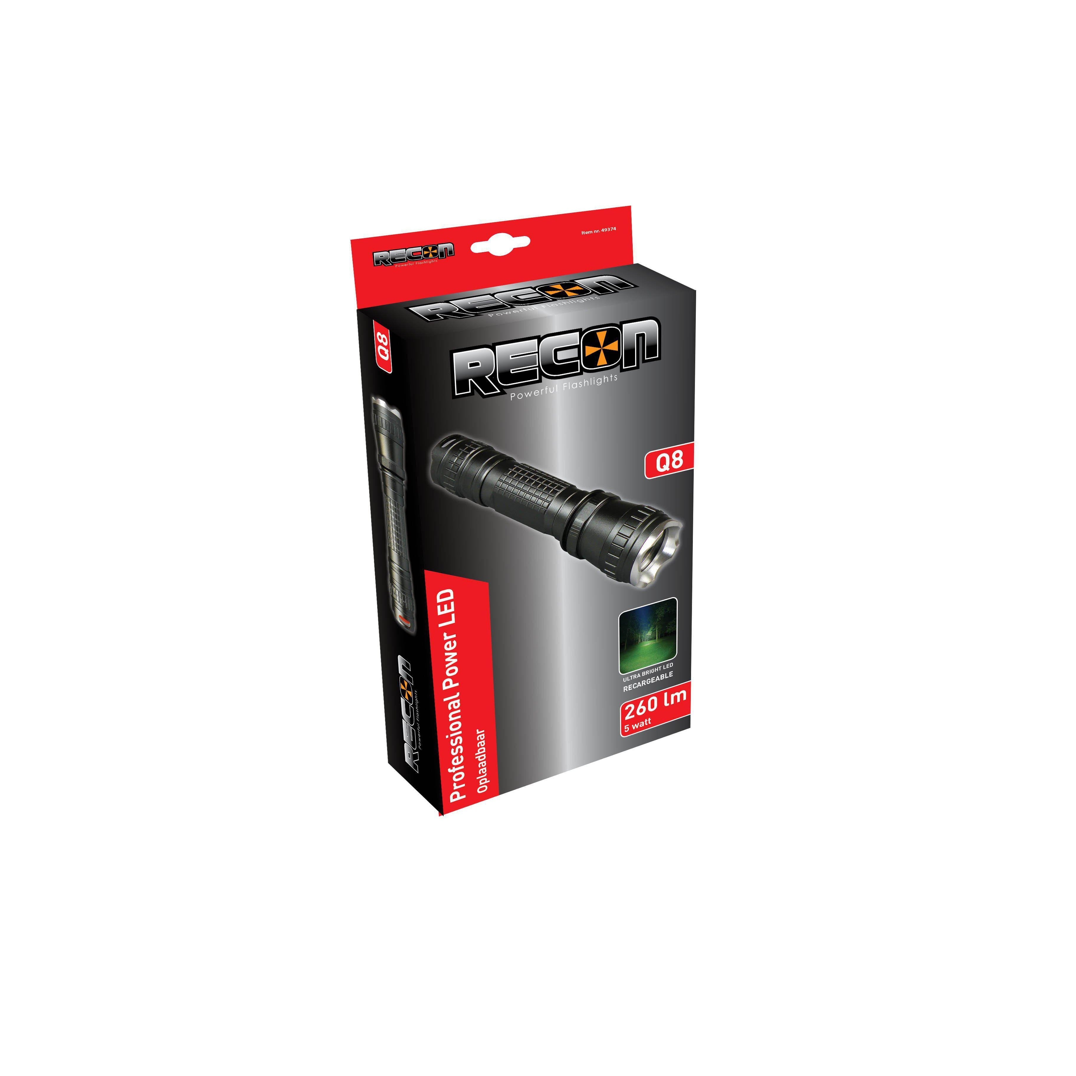Recon Q8 PowerLED zaklamp 5W Oplaadbaar