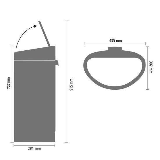 Brabantia Touch Bin afvalemmer 40 ltr. Matt Zwart - Matt Steel Fingerprint Proof