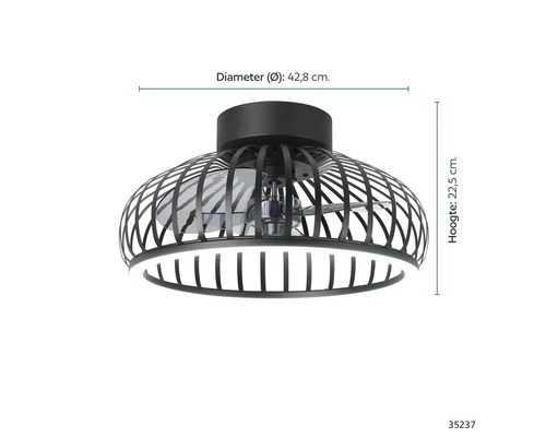 Eglo plafondventilator Mogano met LED verlichting Ø42,8x22,5cm zwart