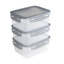 Sunware Club Cuisine diepvriesdozenset met clips set van 3  1,2L transparant grijs