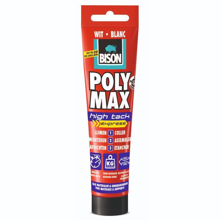 Bison Poly Max High Tack Express montagelijm wit 165g