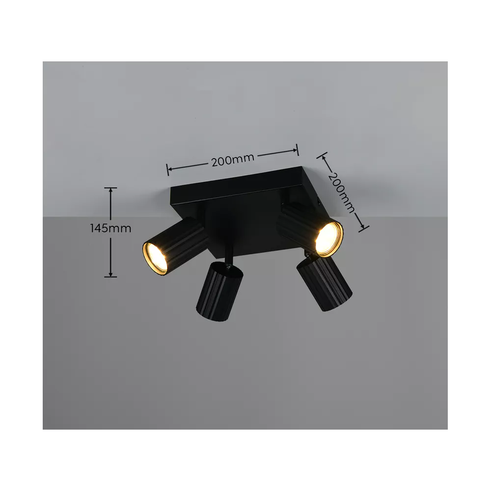 Trio spot Soka 4xGU10 mat zwart