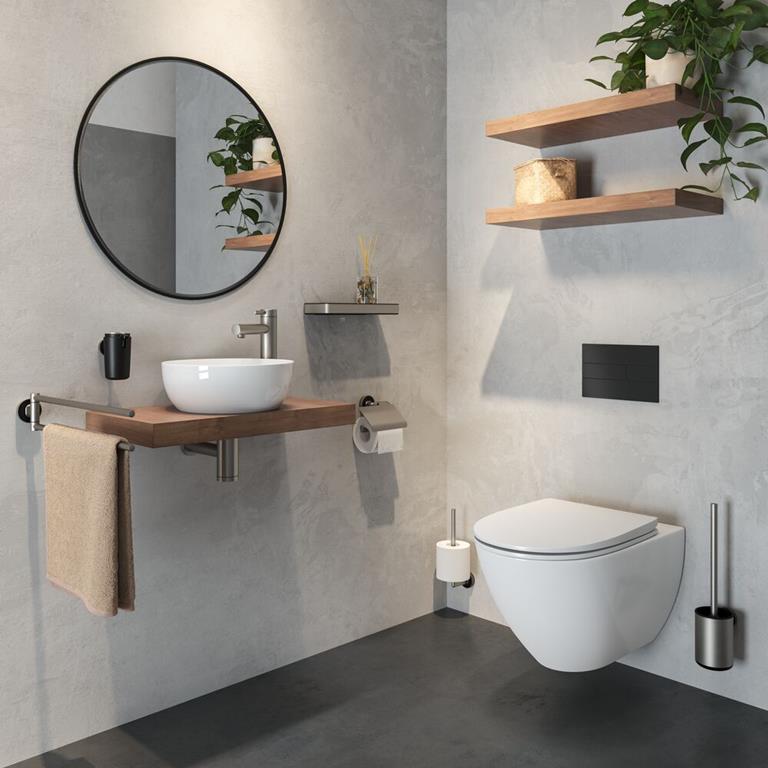 Tiger toiletrolhouder Cooper met klep RVS geborsteld/zwart